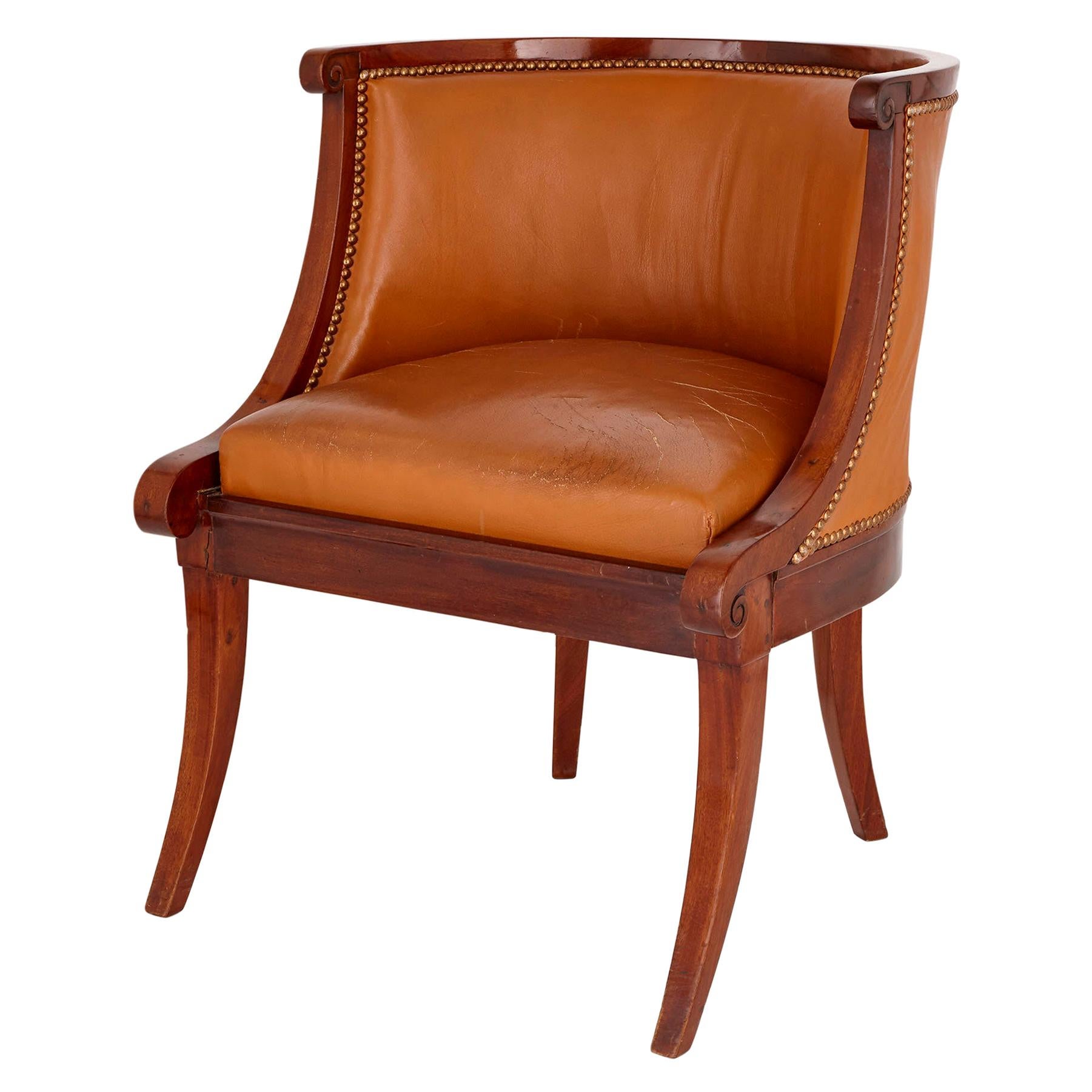 Neoclassical 18th Century French Leather Chair