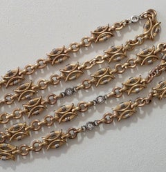 NEOCLASSICAL 1900 Edwardian French Chain In 18Kt Gold & Platinum With Diamonds