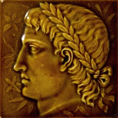 Neoclassical 19th Century 6-inch Glazed Profile Portrait Tile