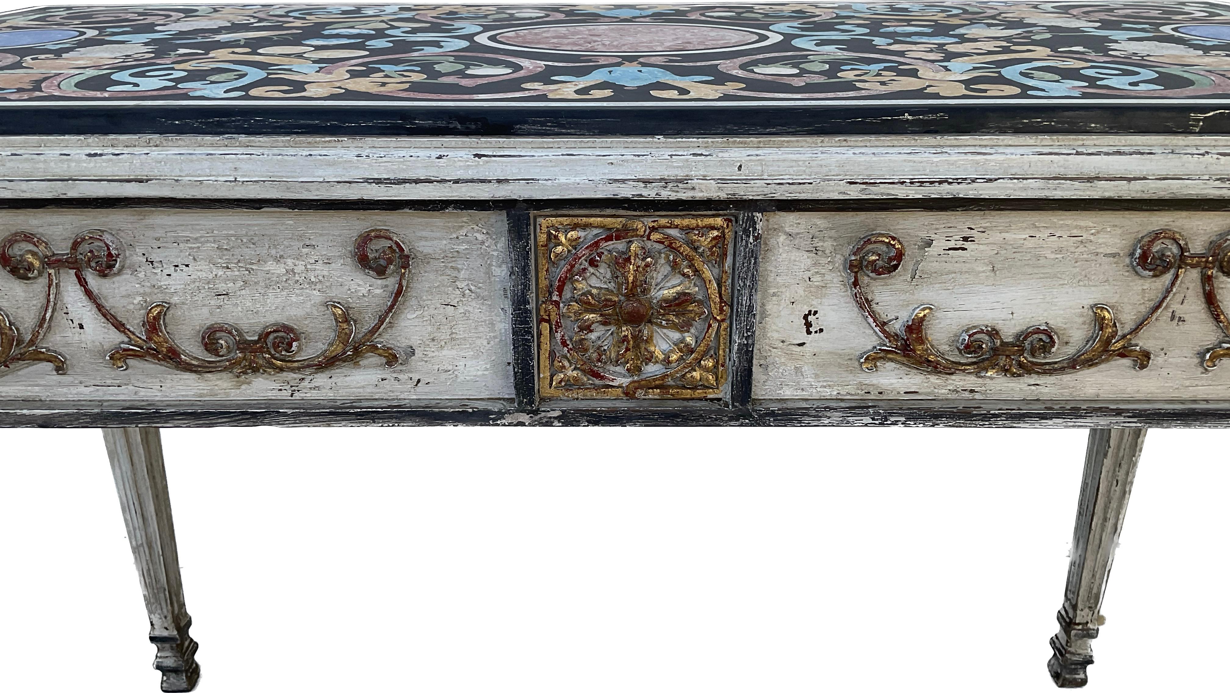 Neoklassizistischer italienischer Scagliola-Tisch aus dem 19. Jahrhundert im Zustand „Gut“ im Angebot in Bradenton, FL