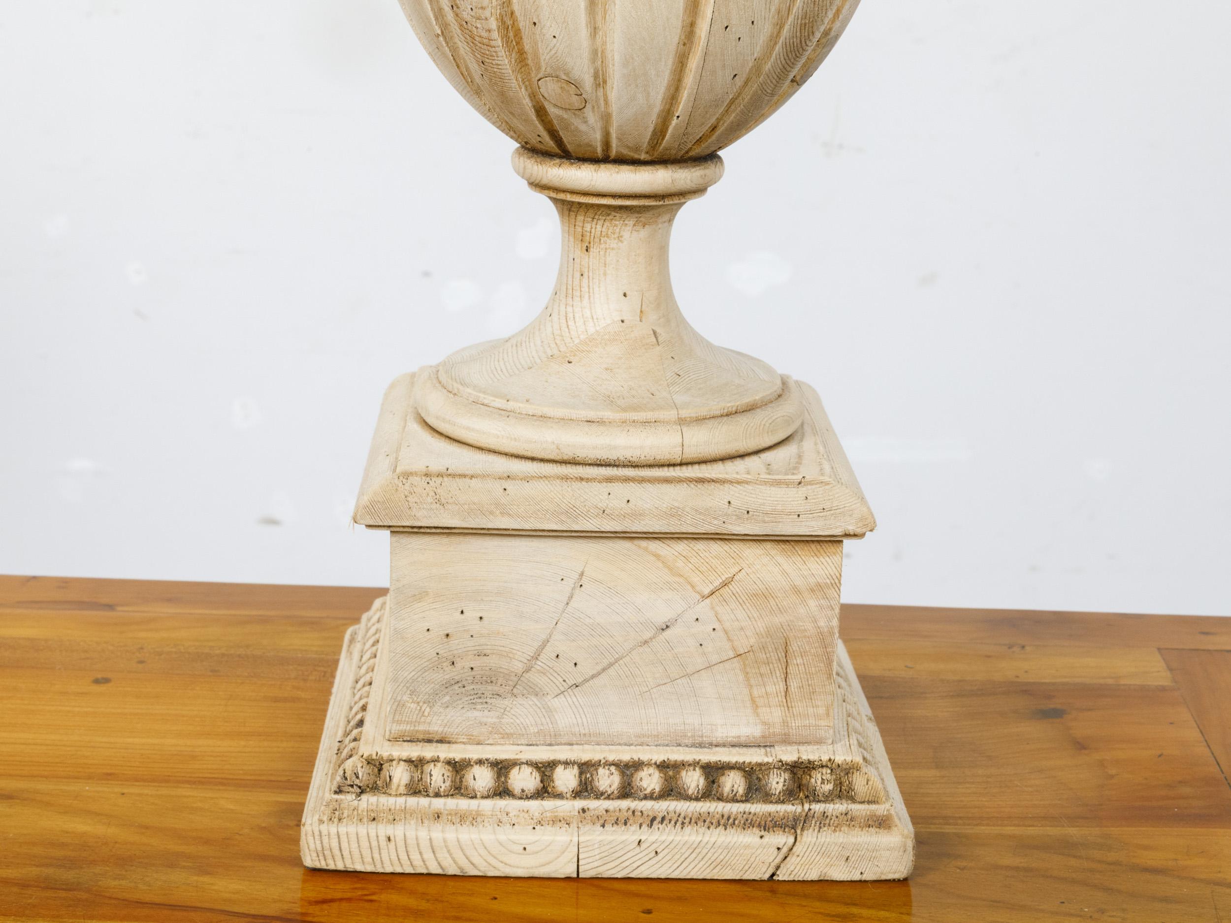 Neoclassical 19th Century Pine Urn Form Finial Made into Table Lamp, US-Wired For Sale 2