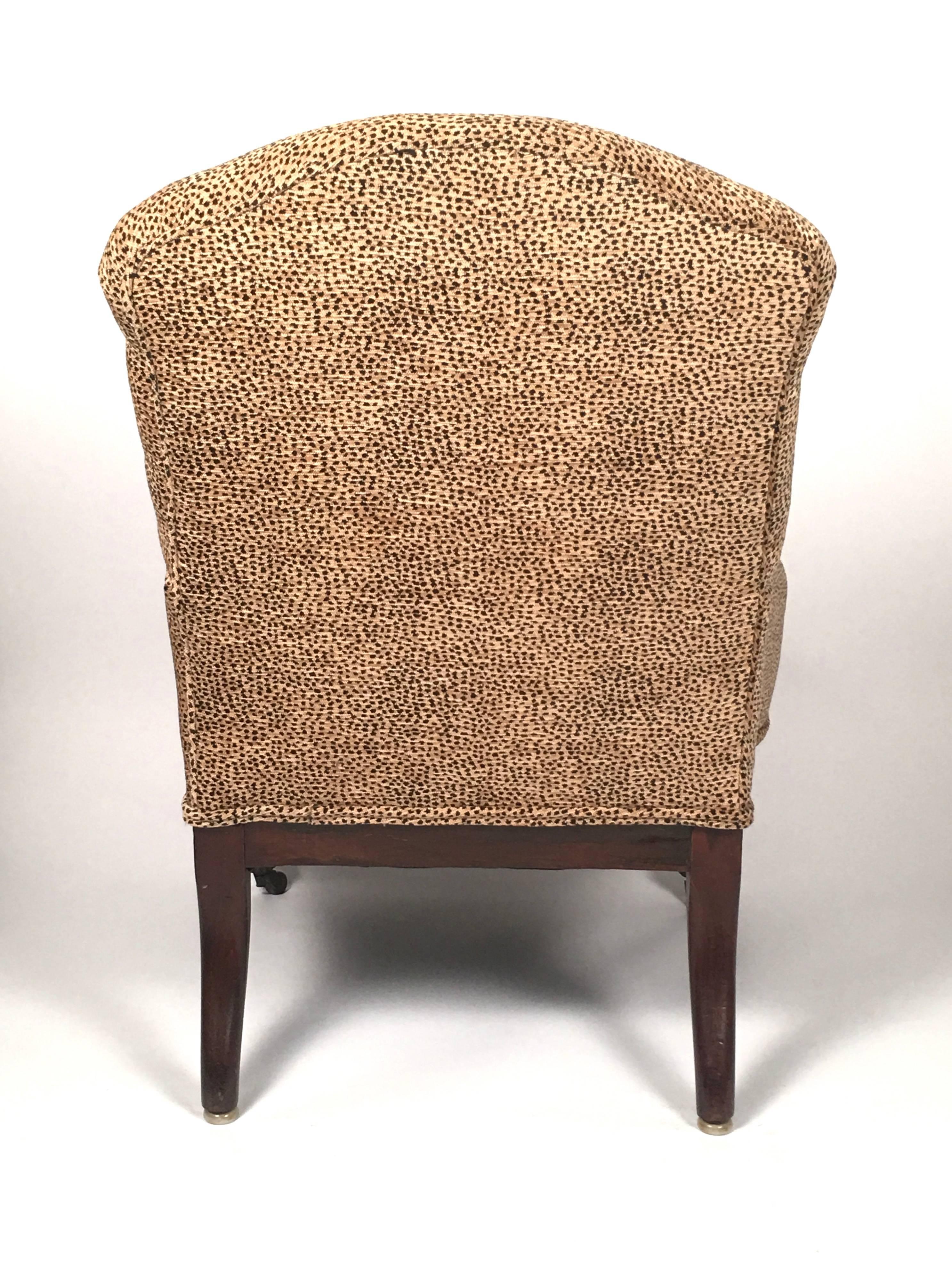 Neoclassical 19th Century Slipper Chair with Leopard Velvet Upholstery 3