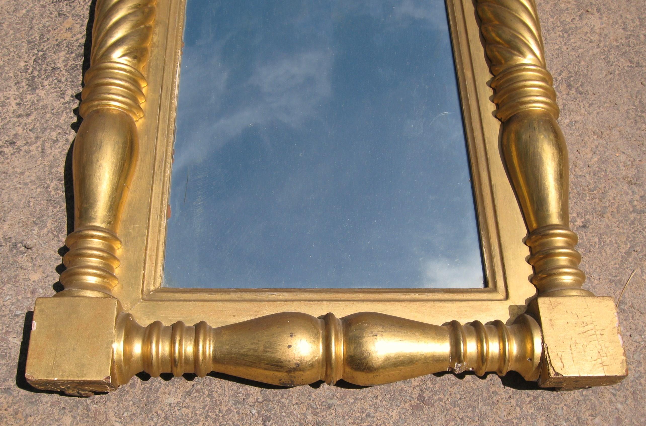 Neoclassical 2 Section Gold Gilt Pier Mirror In Good Condition For Sale In Wallkill, NY