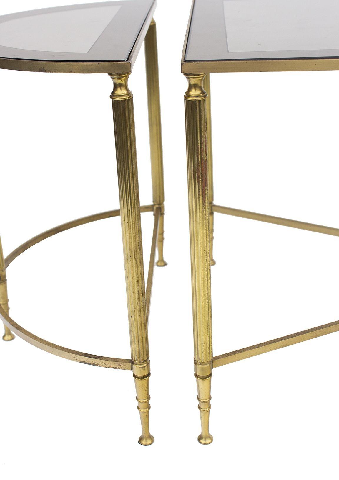 Neoclassical 3 pc Bunching Cocktail Table in Brass after Maison Jansen 4
