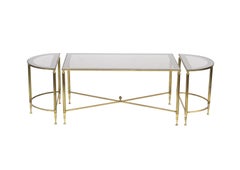 Neoclassical 3 pc Bunching Cocktail Table in Brass after Maison Jansen