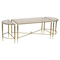 Neoclassical 3 pc Bunching Cocktail Table in Brass after Maison Jansen