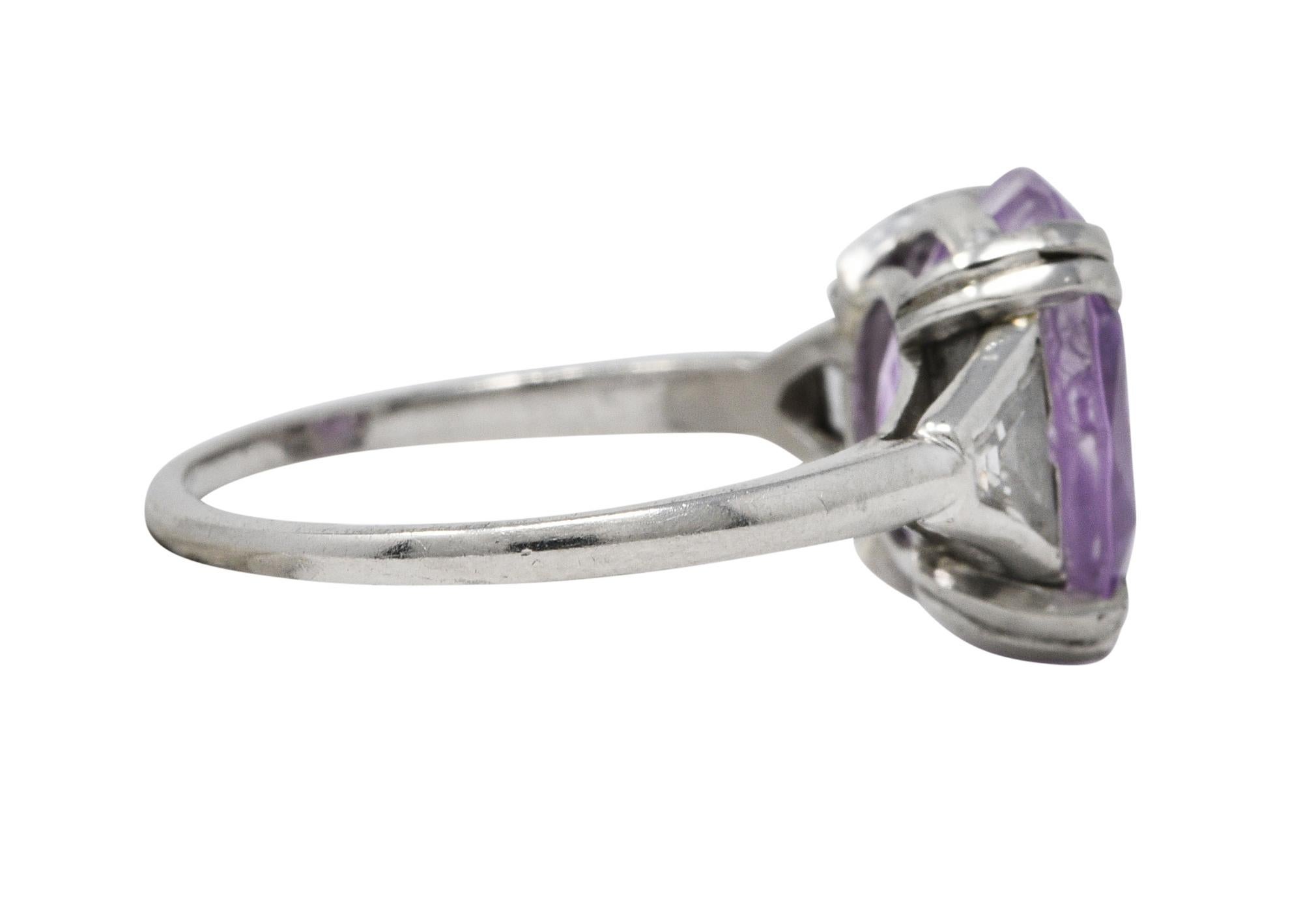 Oval Cut Neoclassical 4.95 CTW Purple Sapphire Diamond Platinum Zeus Intaglio Art Deco Ri