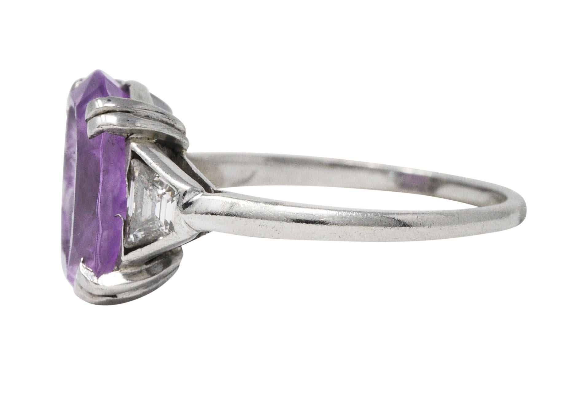 Women's or Men's Neoclassical 4.95 CTW Purple Sapphire Diamond Platinum Zeus Intaglio Art Deco Ri