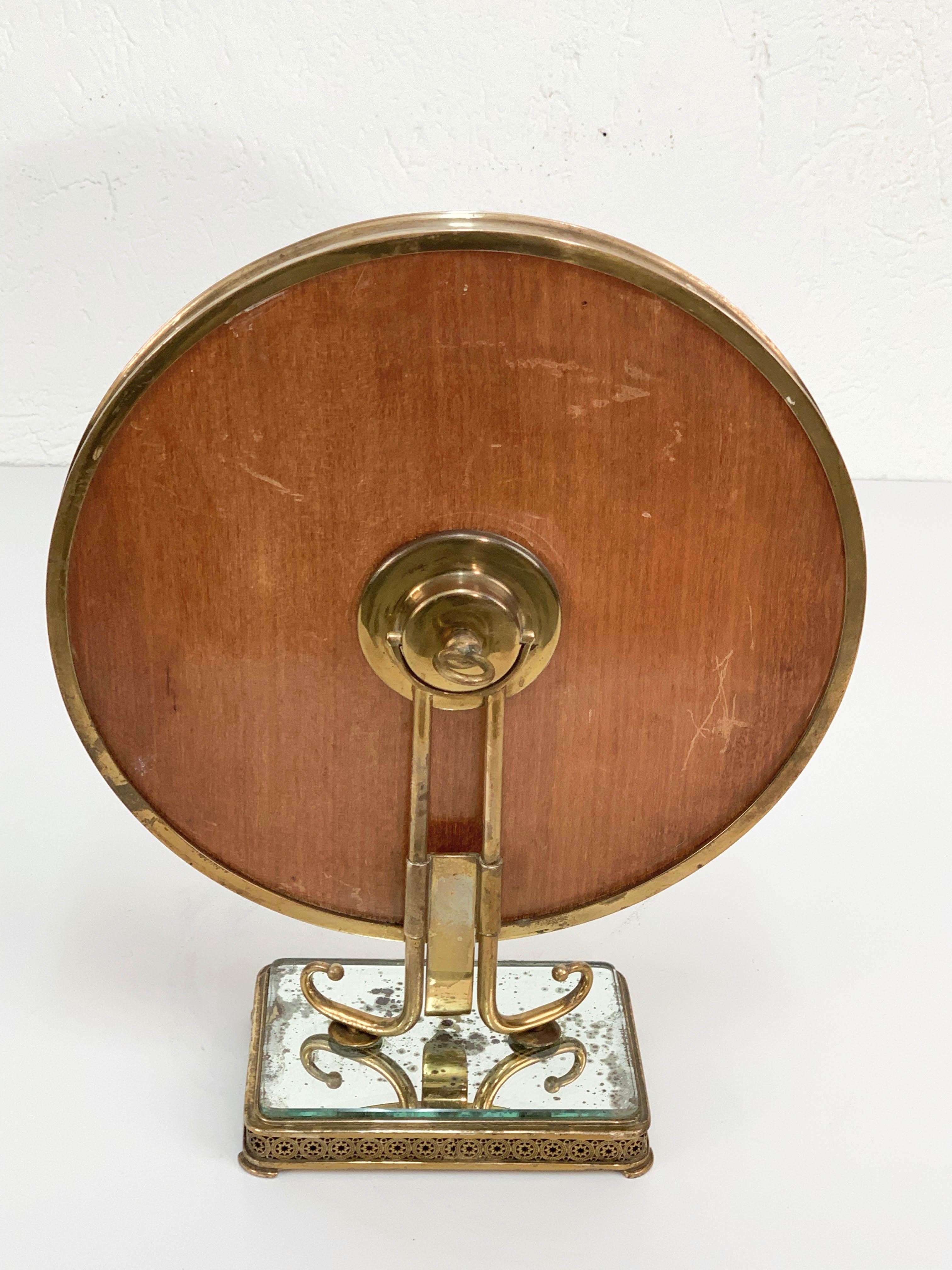 Neoclassical Adjustable Brass and Wood Italian Vanity Table Mirror, 1950s 8