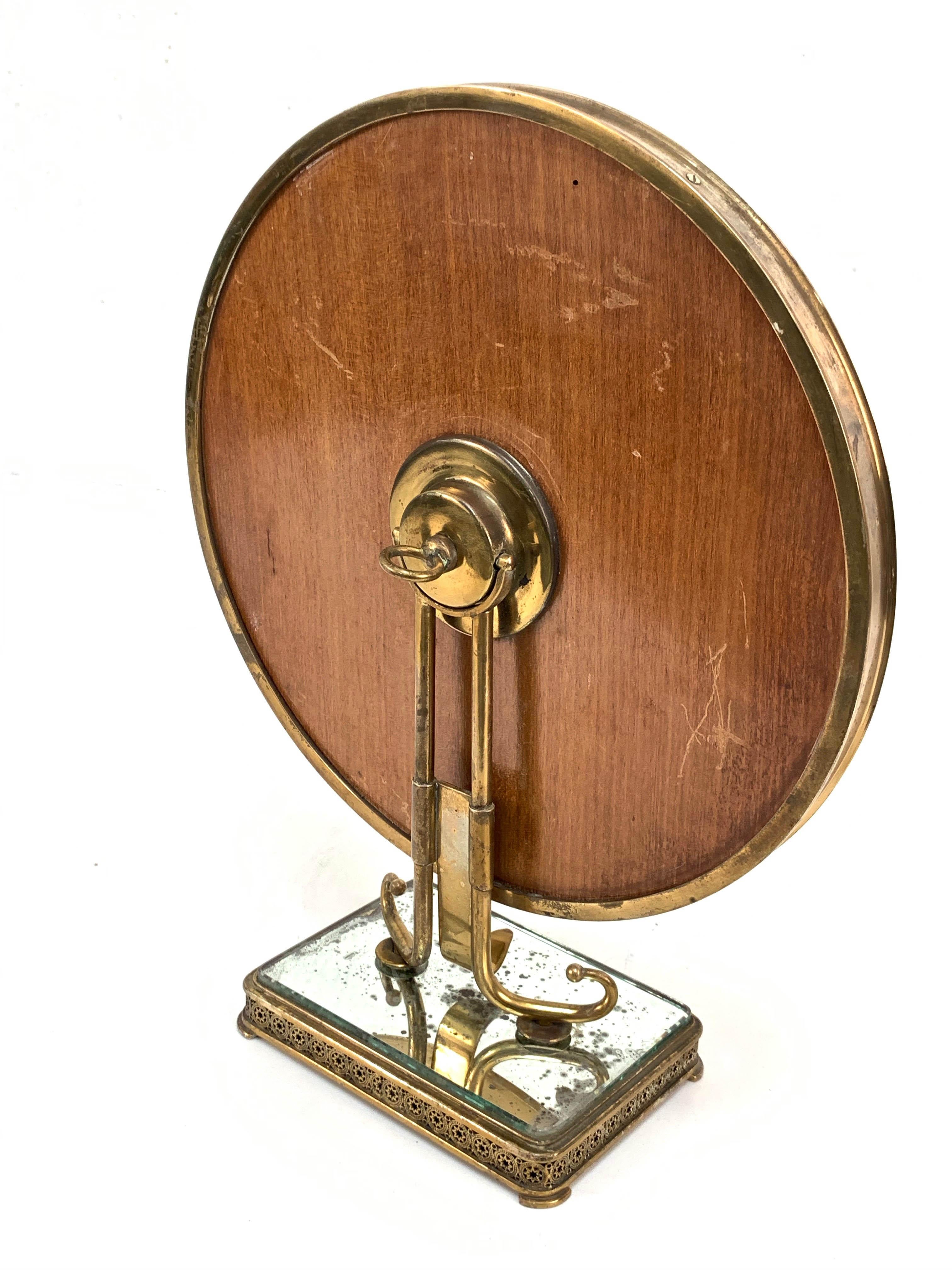 Neoclassical Adjustable Brass and Wood Italian Vanity Table Mirror, 1950s 9