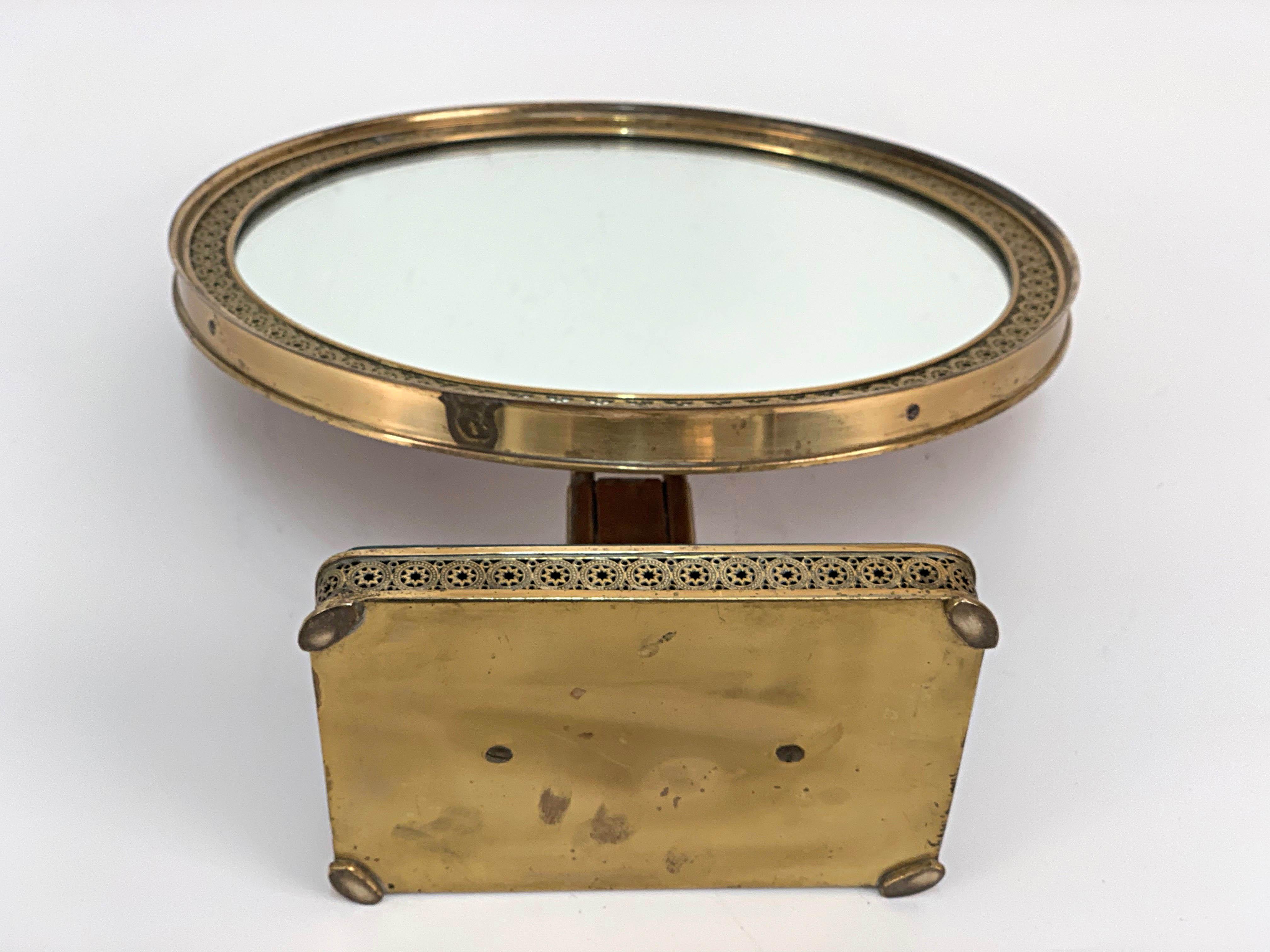 Neoclassical Adjustable Brass and Wood Italian Vanity Table Mirror, 1950s 13