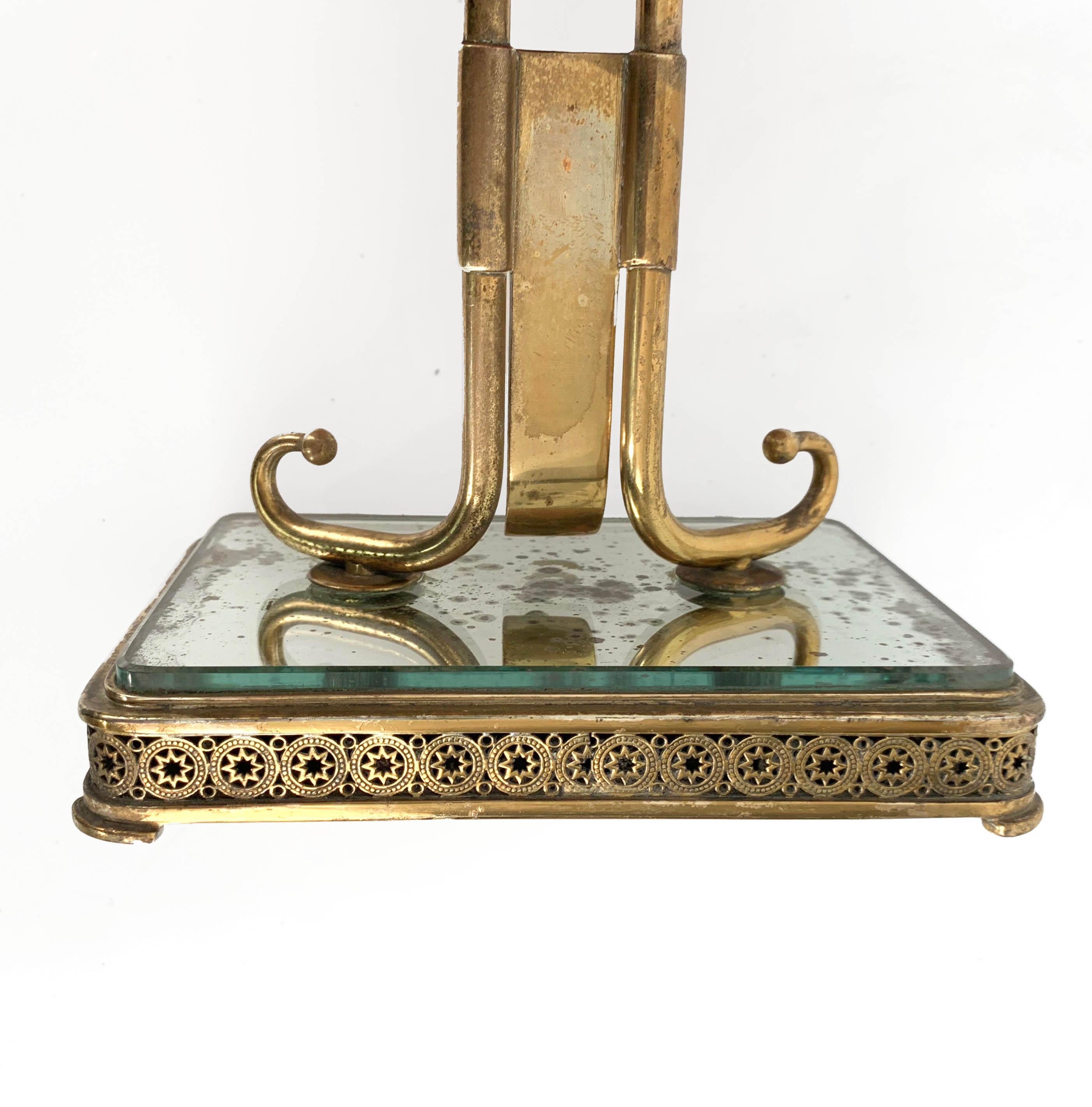 Neoclassical Adjustable Brass and Wood Italian Vanity Table Mirror, 1950s 15