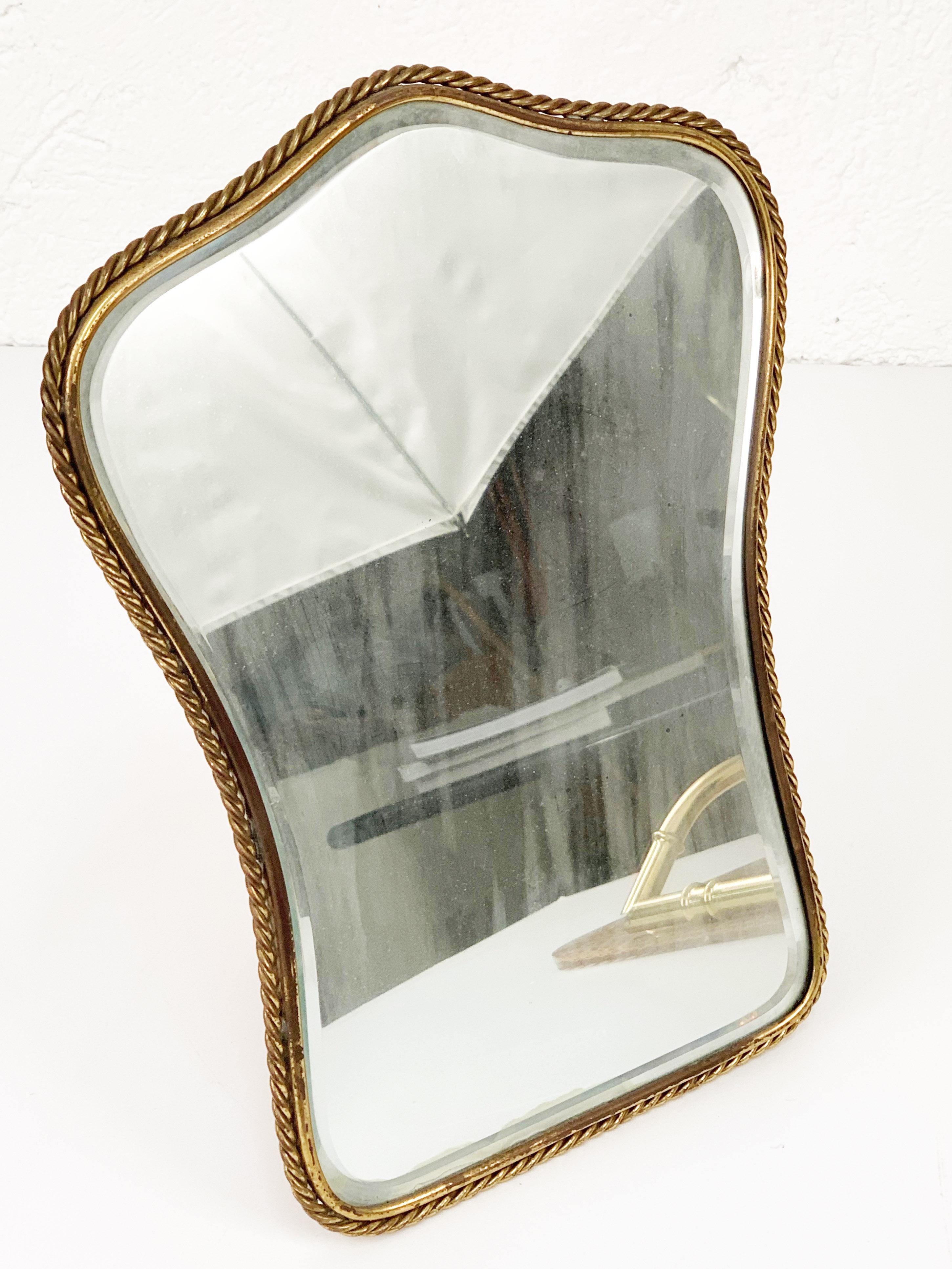 Neoclassical Adjustable Brass and Wood Vanity Italian Table Mirror, 1950s 6