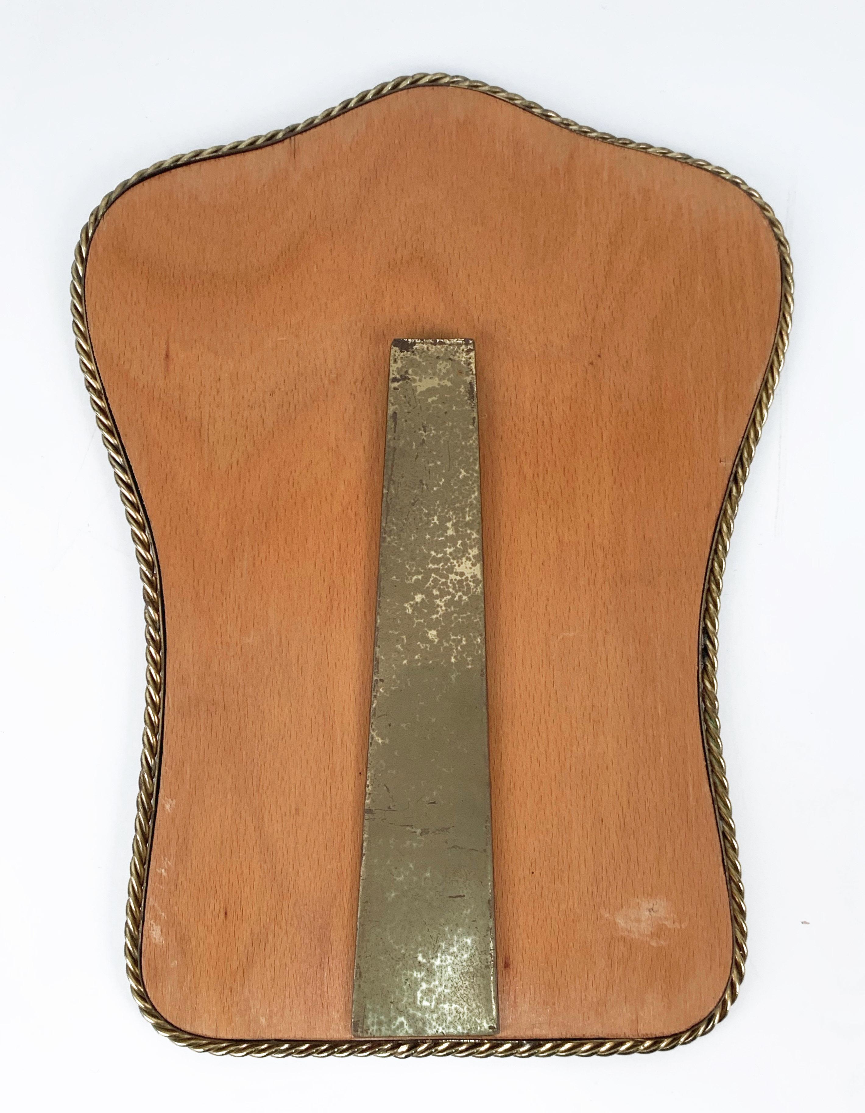 Neoclassical Adjustable Brass and Wood Vanity Italian Table Mirror, 1950s 10