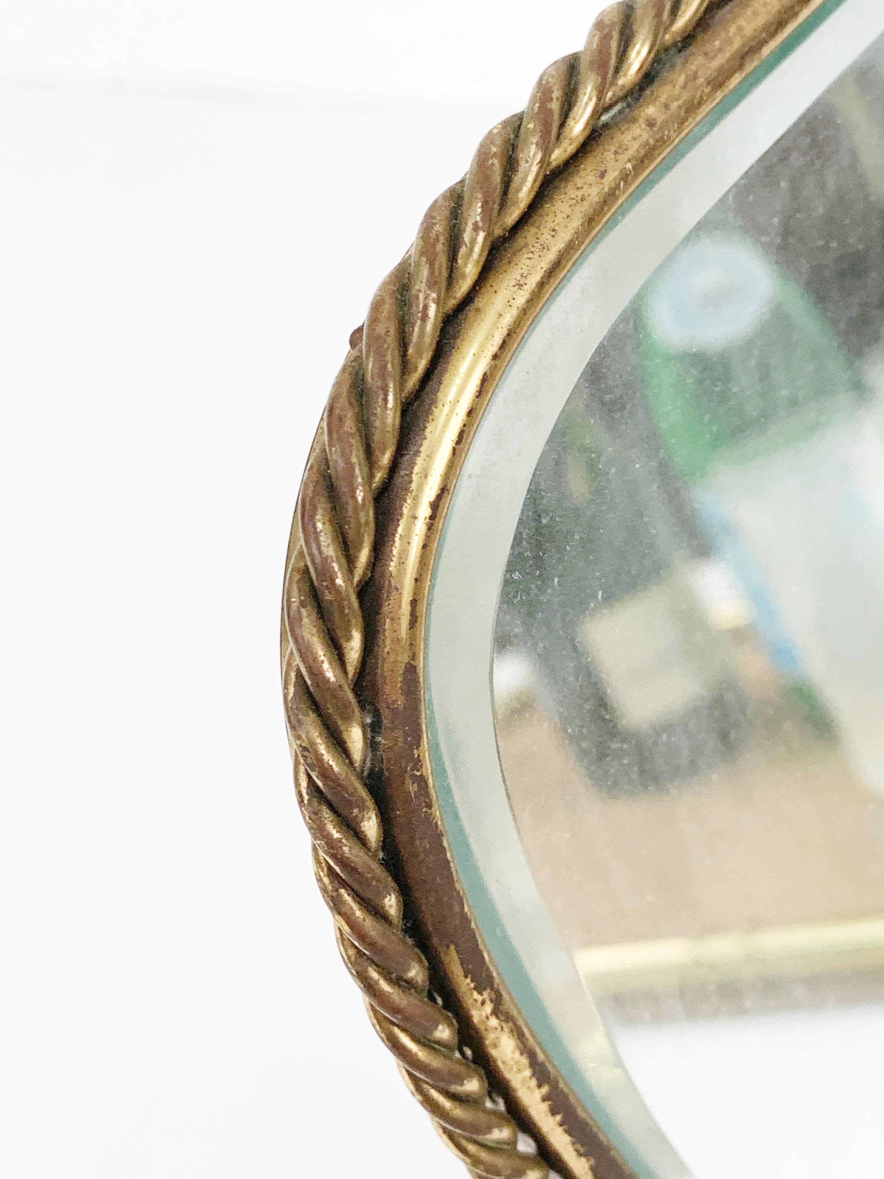 Neoclassical Adjustable Brass and Wood Vanity Italian Table Mirror, 1950s 13