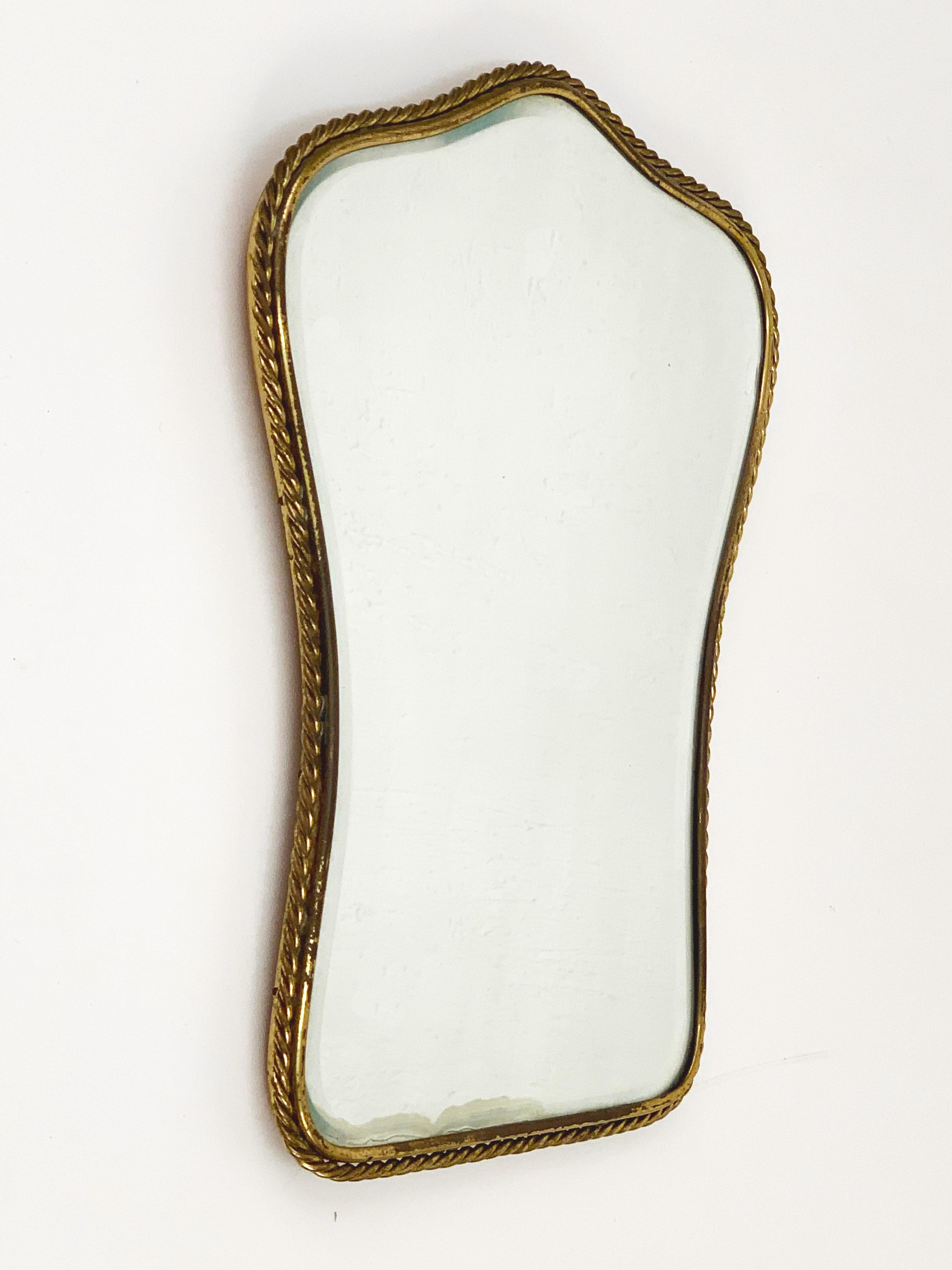 Neoclassical Adjustable Brass and Wood Vanity Italian Table Mirror, 1950s 4