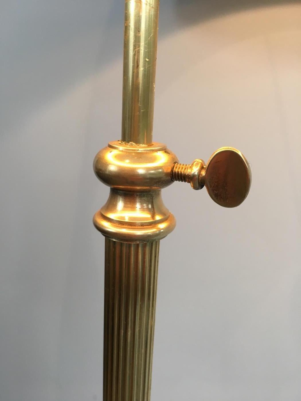 Neoclassical Adjustable Brass Floor Lamp with Black Shade Gold Inside, French (Mitte des 20. Jahrhunderts)