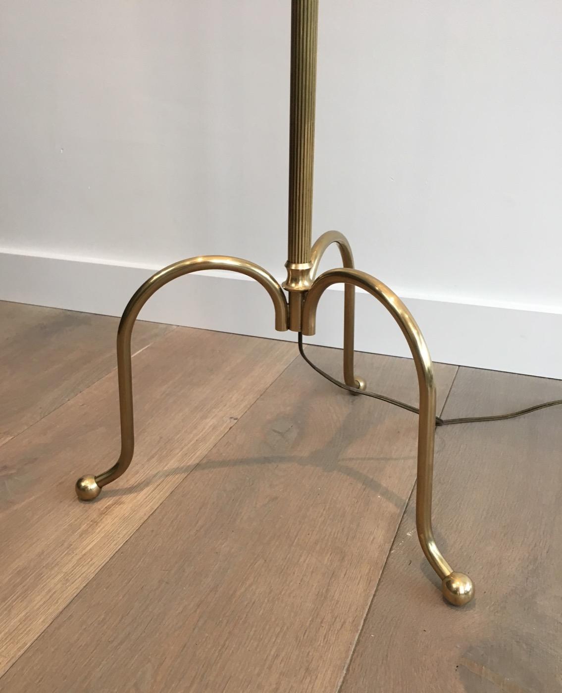 Neoclassical Adjustable Brass Floor Lamp with Black Shade Gold Inside, French 1