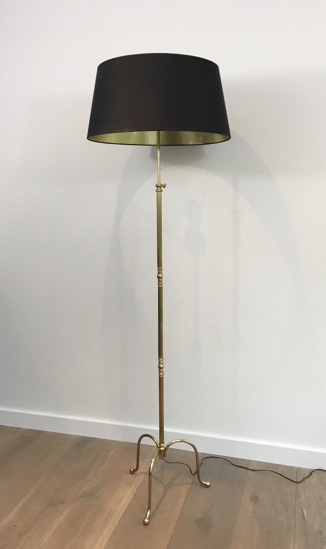 Neoclassical Ajustable Brass Floor Lamp with Tripode Base, circa 1940 For Sale 9