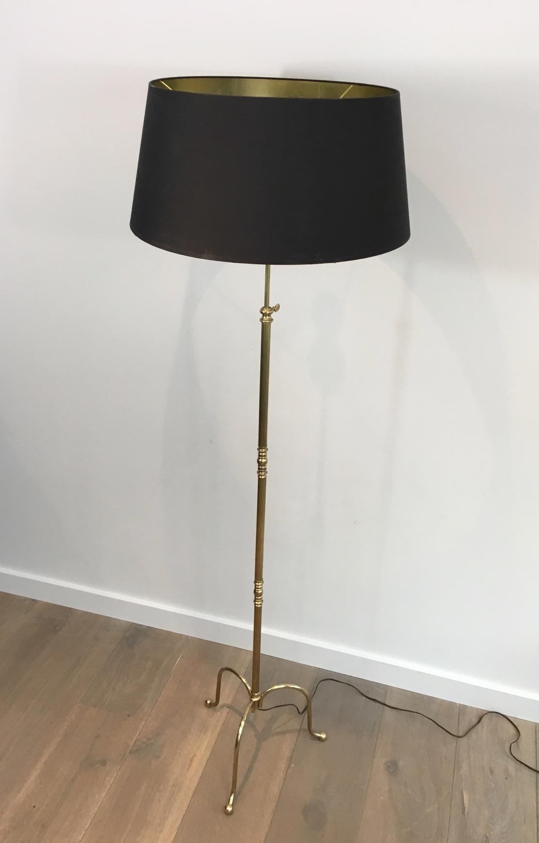 Neoclassical Ajustable Brass Floor Lamp with Tripode Base, circa 1940 For Sale 10