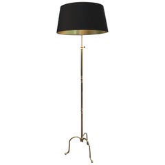 Neoclassical Ajustable Brass Floor Lamp with Tripode Base, circa 1940