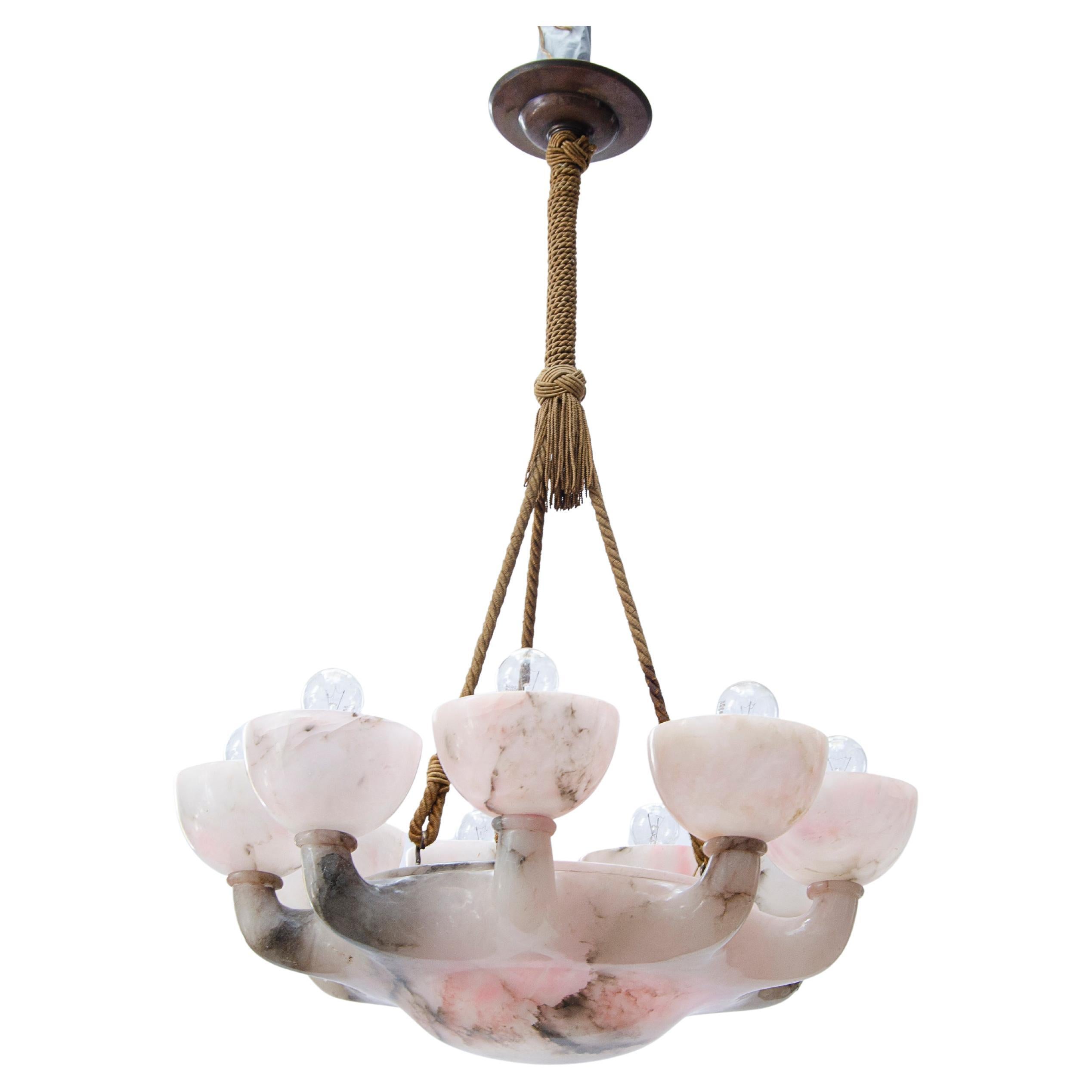 Neoclassical Alabaster Chandelier For Sale