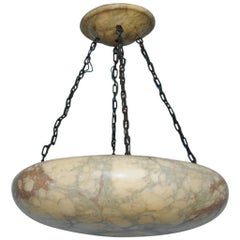 Neoclassical Alabaster Stone Hanging Light / Pendant, Origin: Sweden, Circa 1910