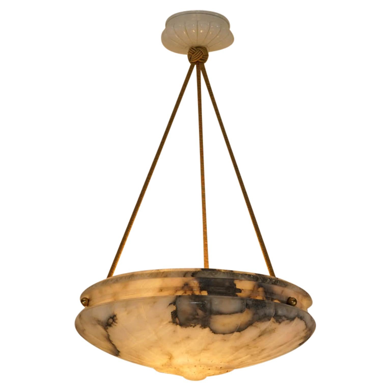 Neoclassical Alabaster Light Fixture, Sweden, 1900 In Excellent Condition In New York, NY