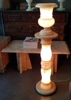 Neoclassical Alabaster Urn Lamp on Pedestal (Custom made listing for M. )
