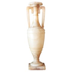 Vintage Neoclassical  Alabaster Urn Lamp with Handles & Amphora Shape
