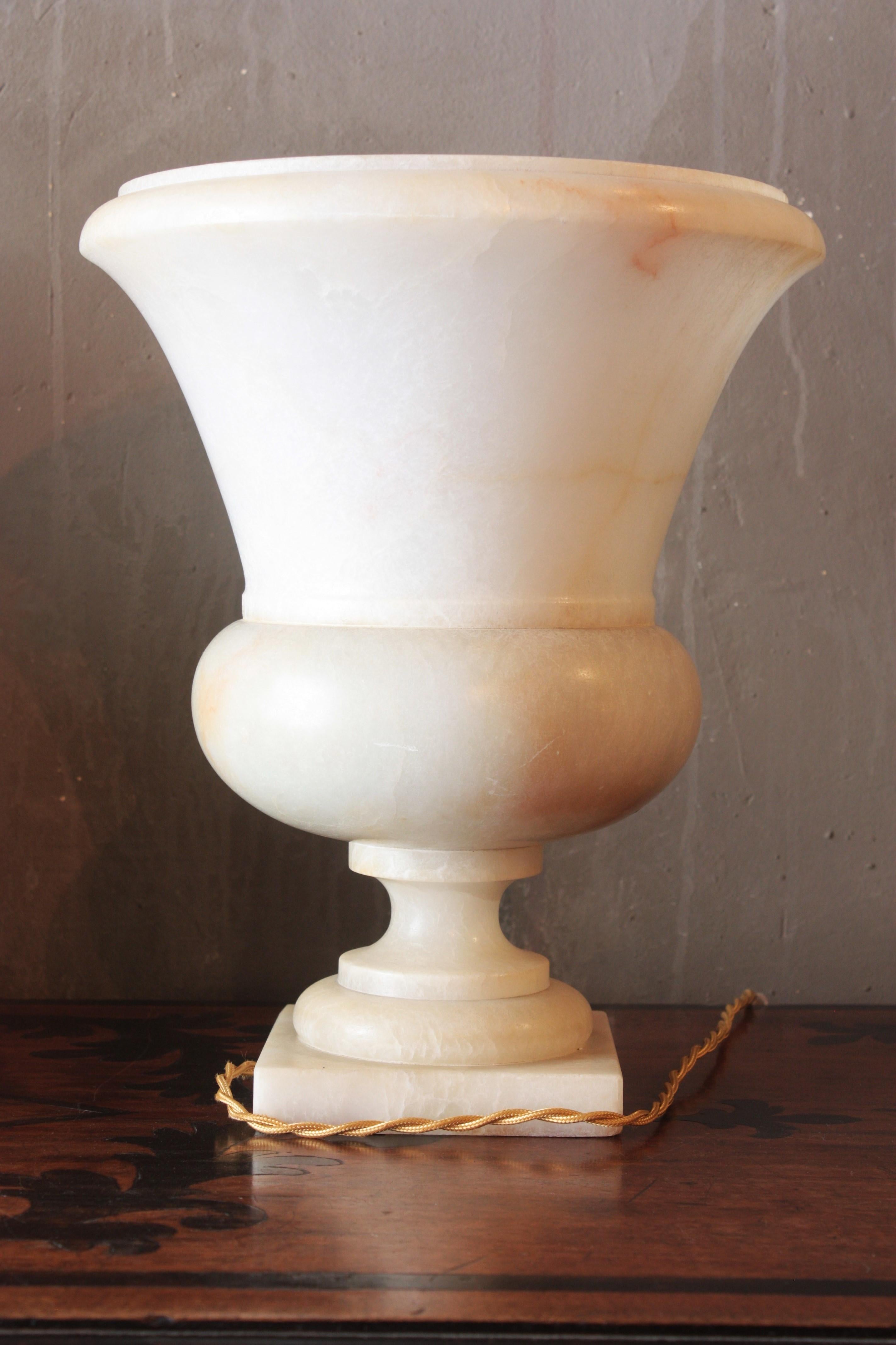 Neoclassical Alabaster Urn Uplighter Lamp For Sale 4