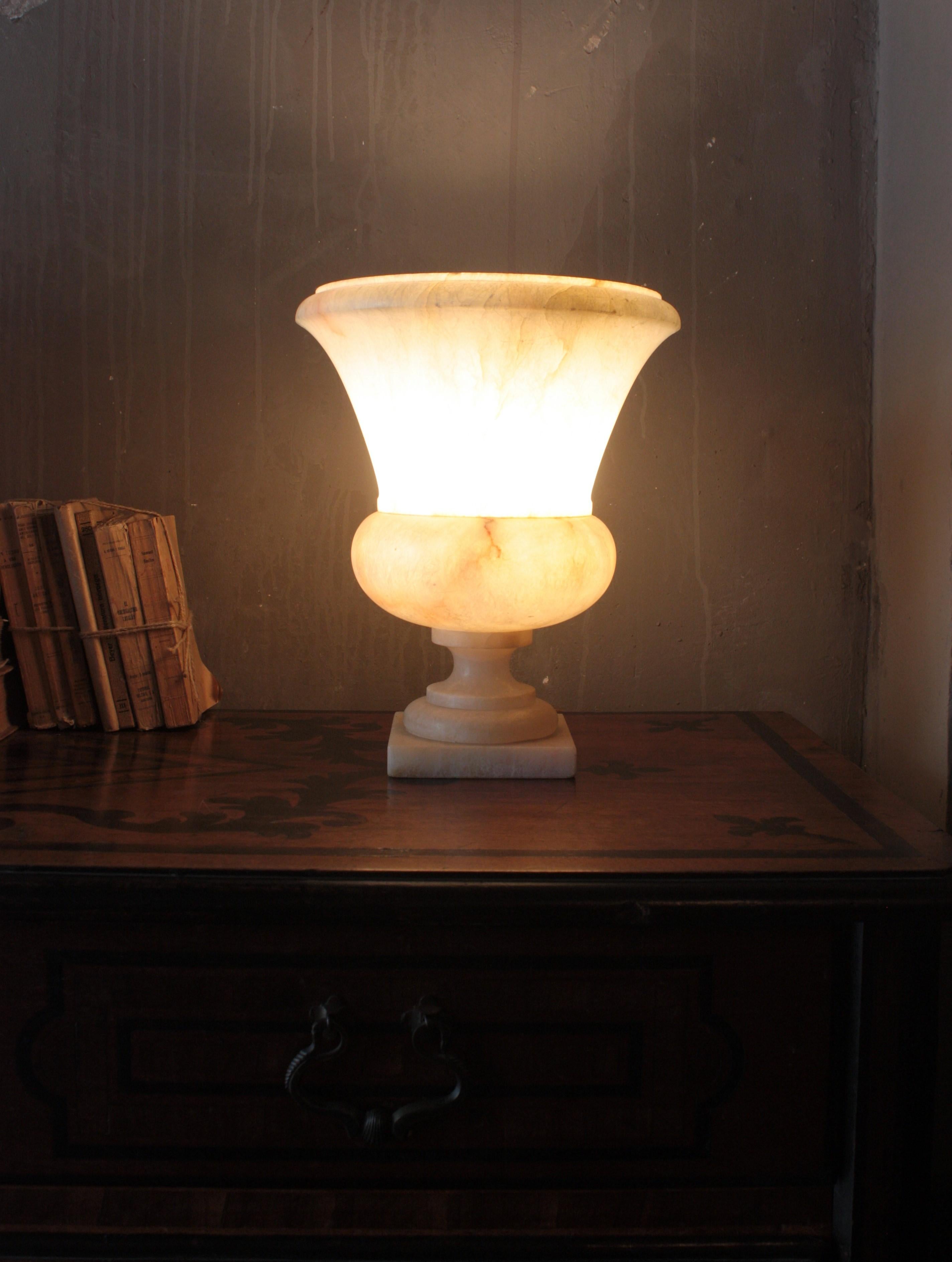 Neoclassical Alabaster Urn Uplighter Lamp For Sale 5