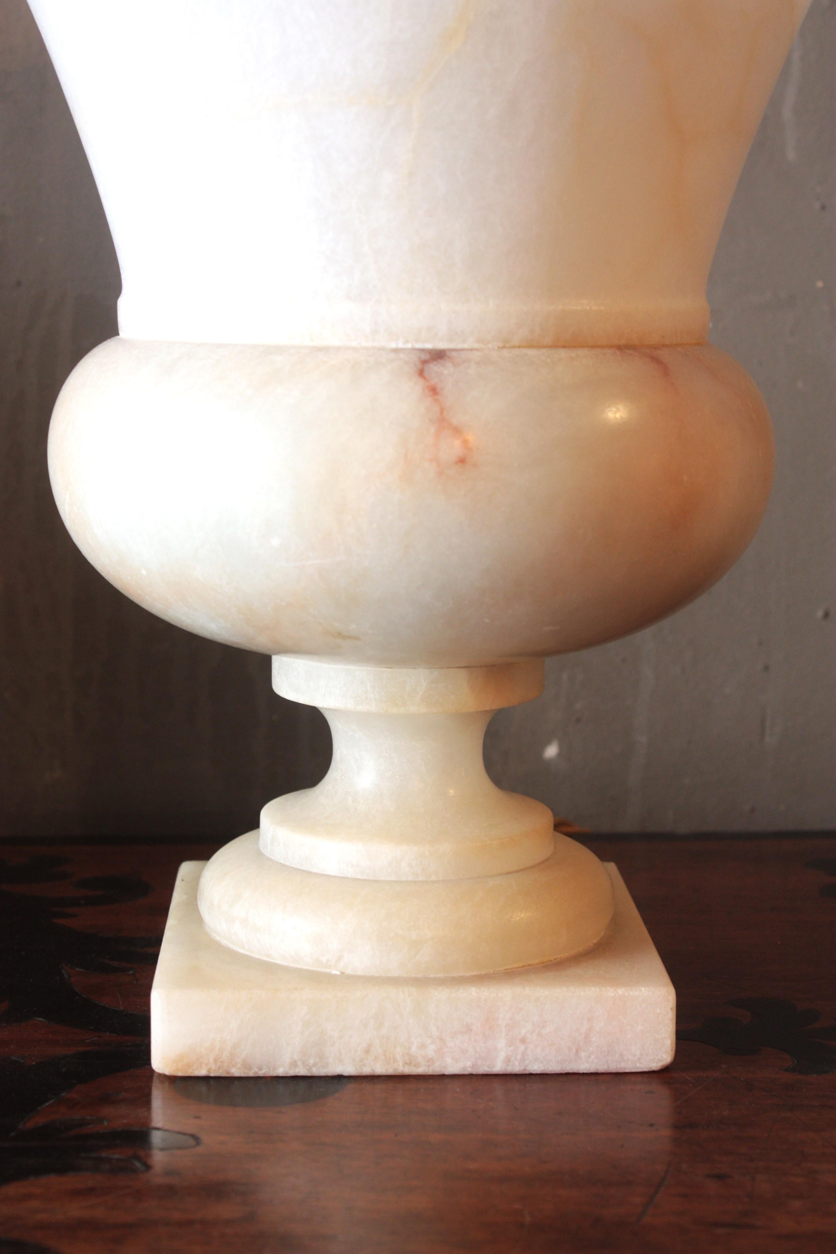 Neoclassical Alabaster Urn Uplighter Lamp For Sale 7