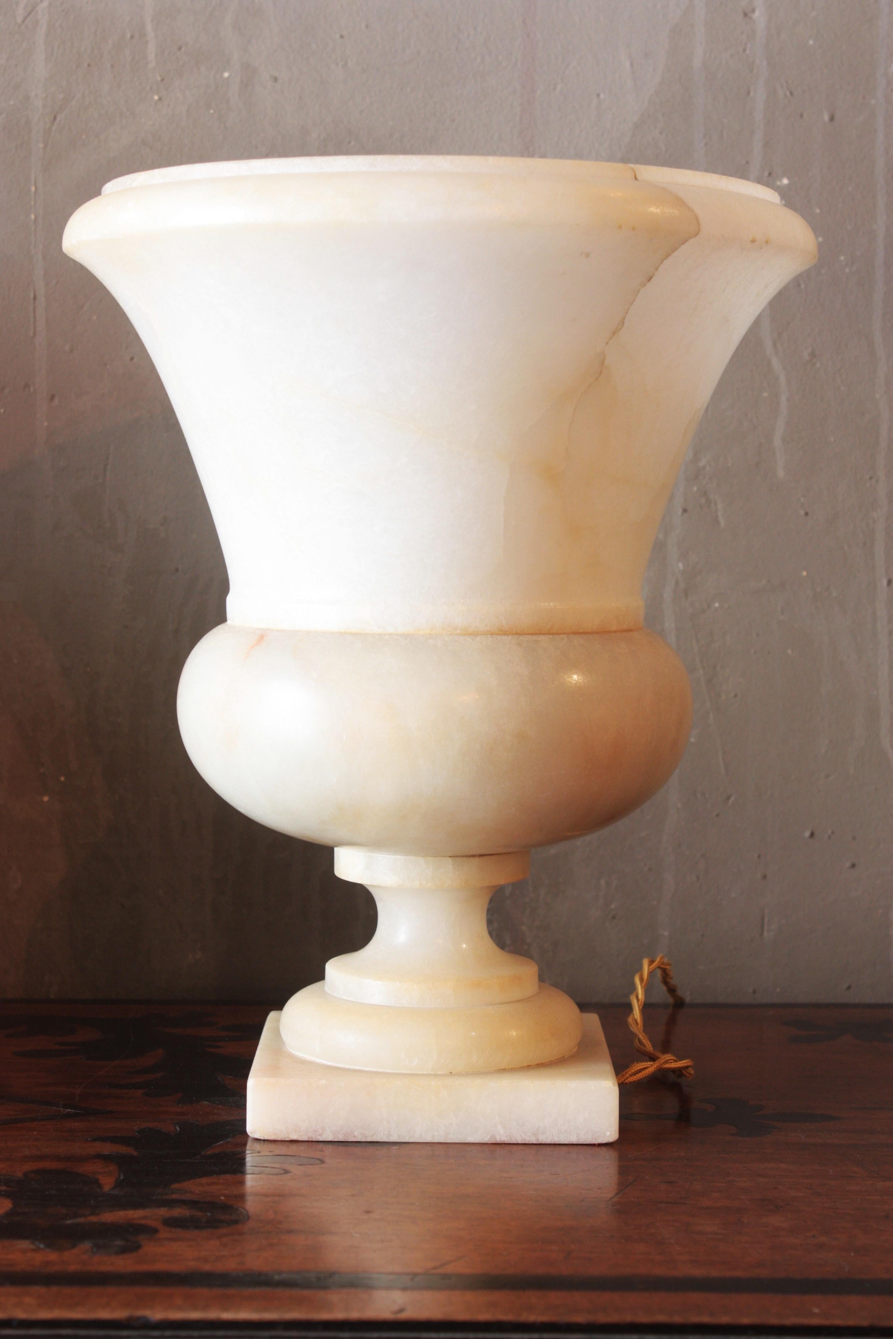 Neoclassical Alabaster Urn Uplighter Lamp For Sale 2