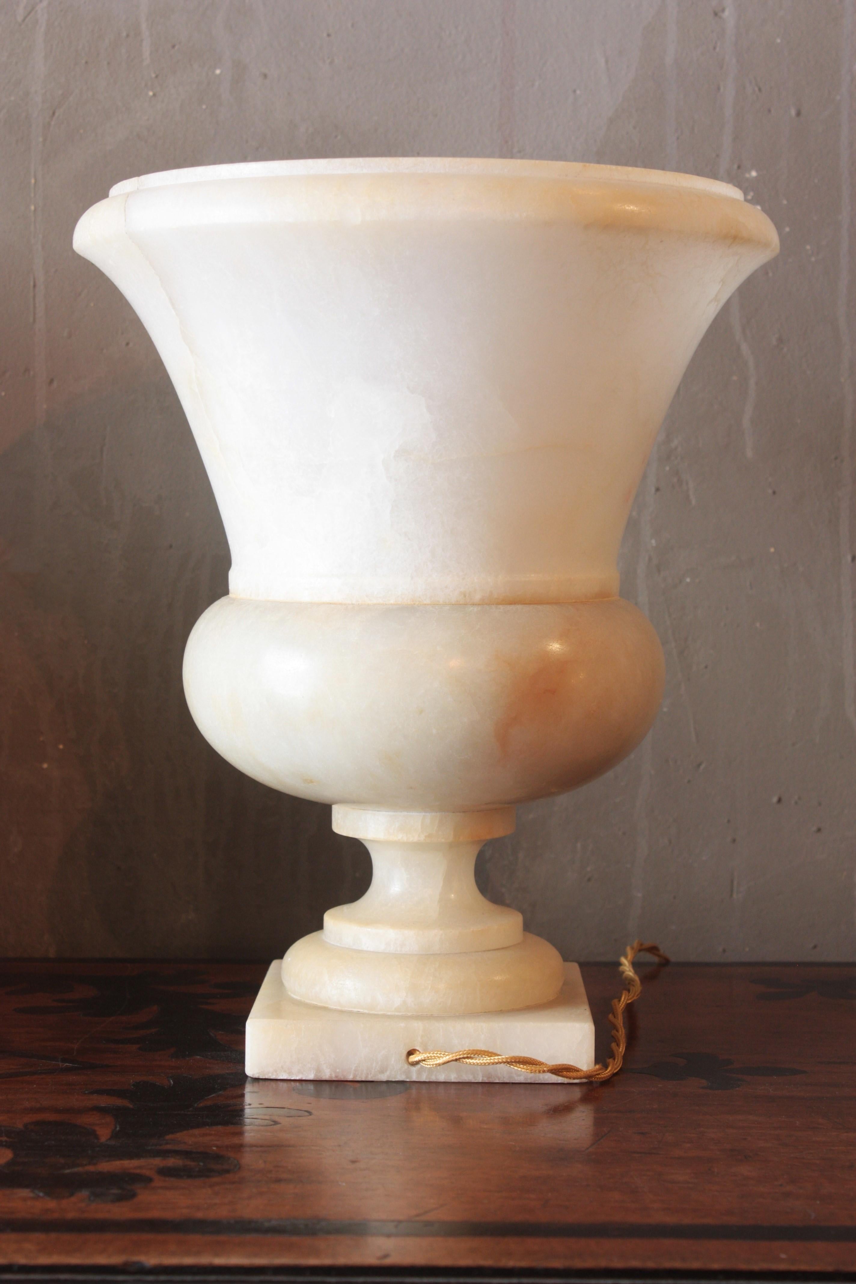 Neoclassical Alabaster Urn Uplighter Lamp For Sale 3