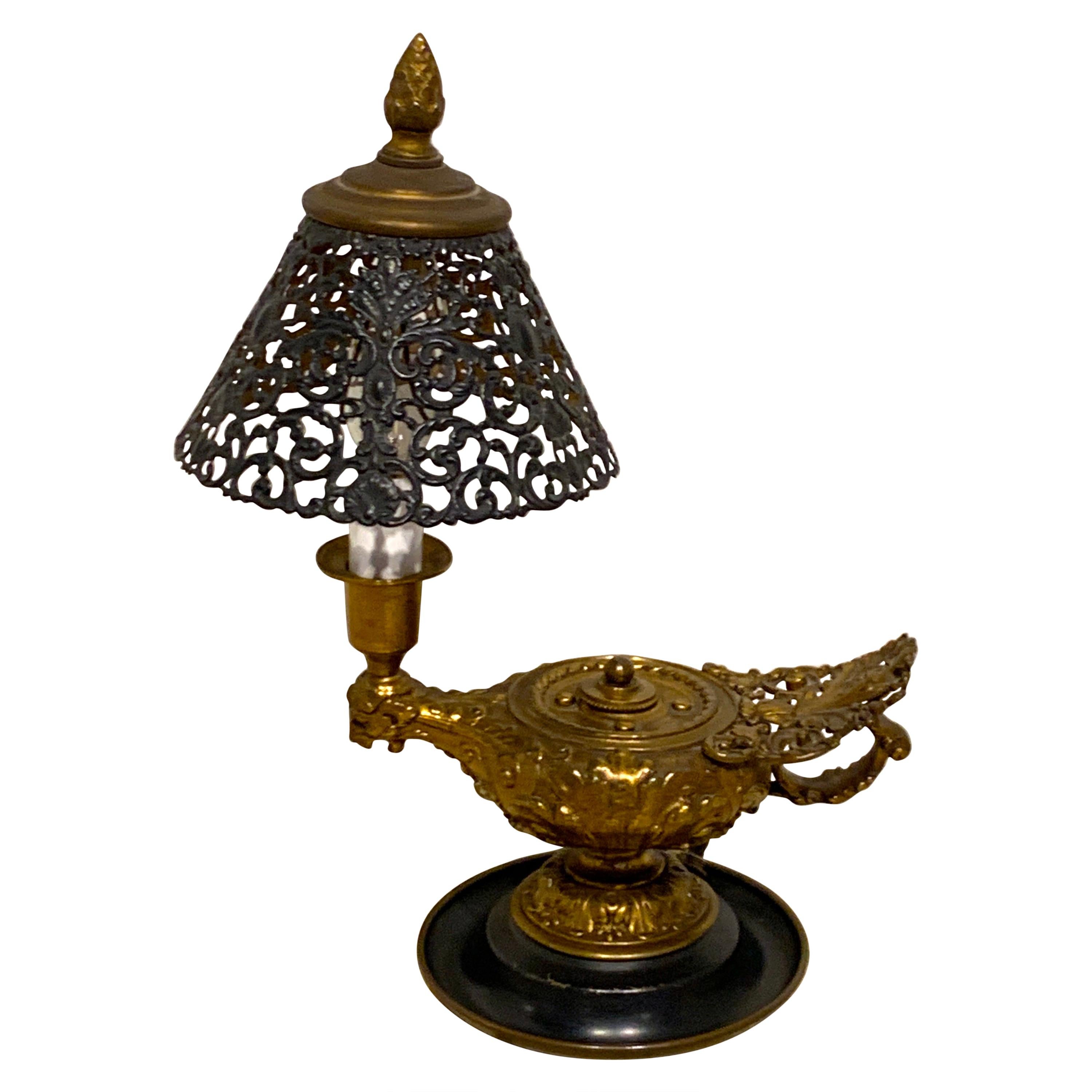 Neoclassical Aladdins Lamp and Shade For Sale