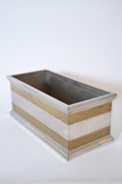 Neoclassical aluminium and brass rectangular planter, 1970s