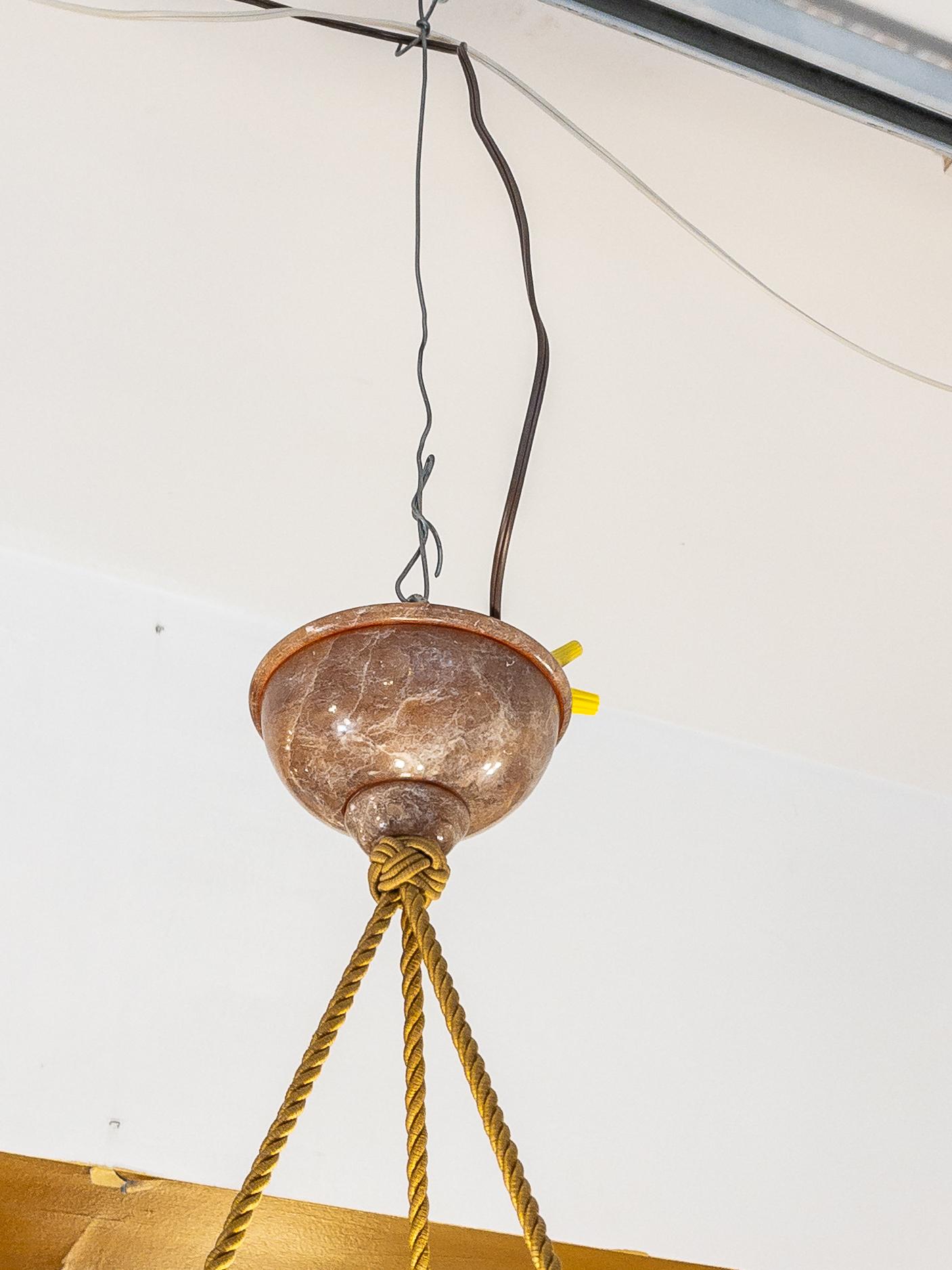 Neoclassical Amber Alabaster Pendant For Sale 7