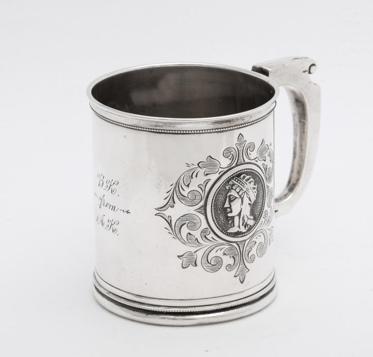 Neoclassical American Coin Silver '.900' Medallion Mug/Cup For Sale 6