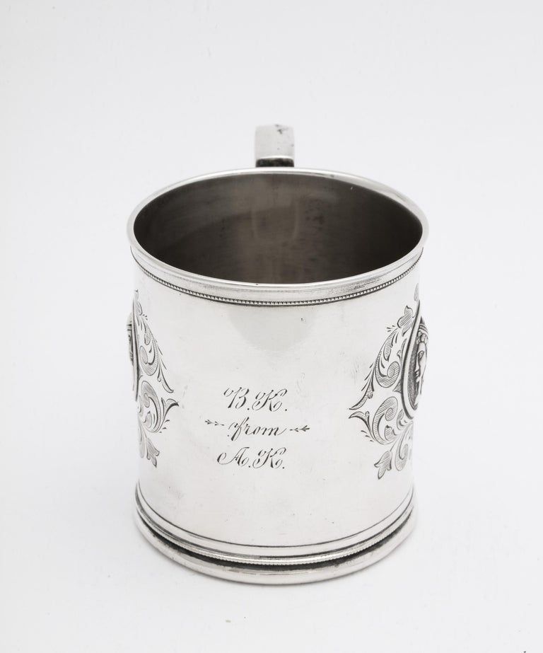 Neoclassical American Coin Silver '.900' Medallion Mug/Cup For Sale 8