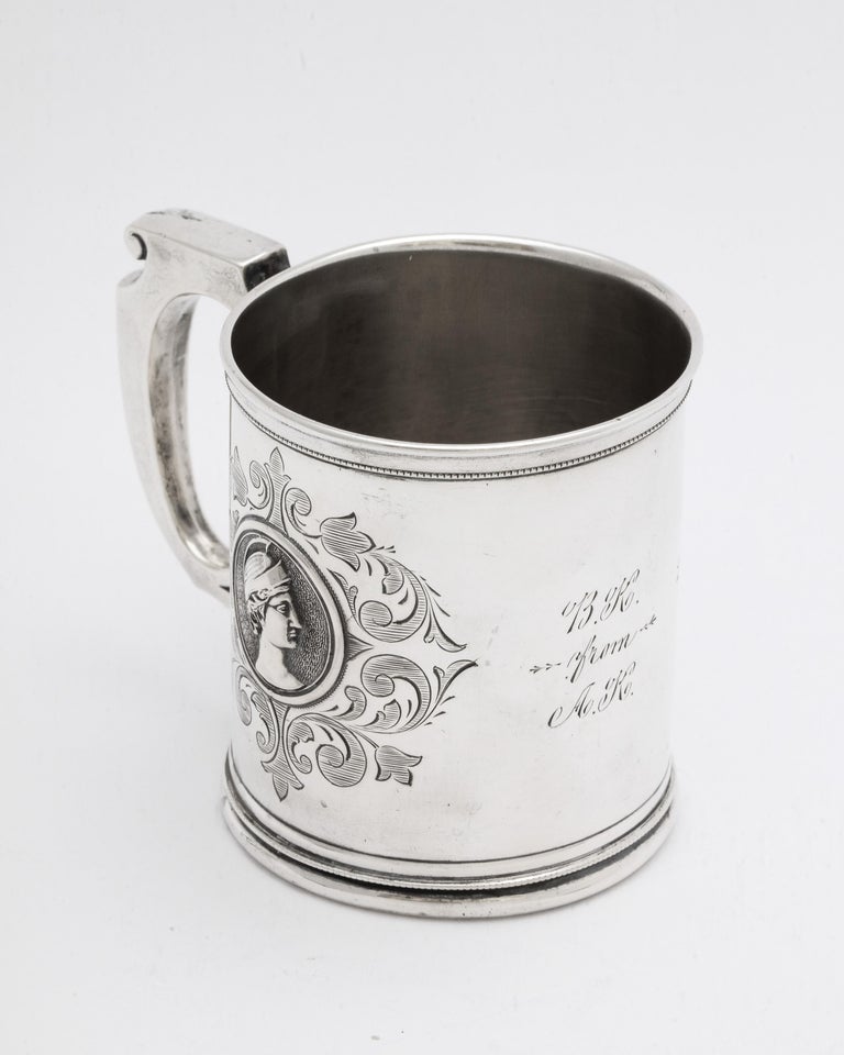 Neoclassical American Coin Silver '.900' Medallion Mug/Cup In Good Condition For Sale In New York, NY