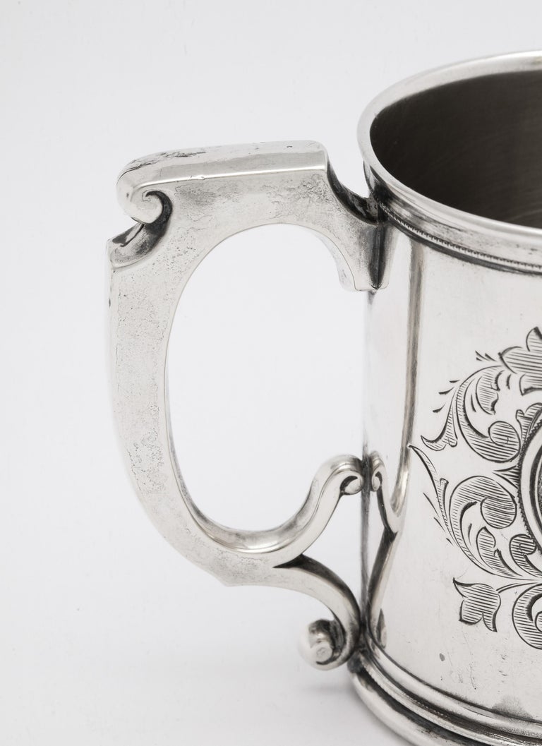 Sterling Silver Neoclassical American Coin Silver '.900' Medallion Mug/Cup For Sale