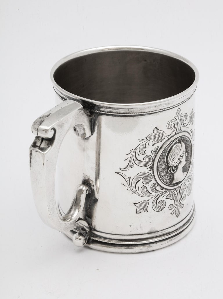 Neoclassical American Coin Silver '.900' Medallion Mug/Cup For Sale 1