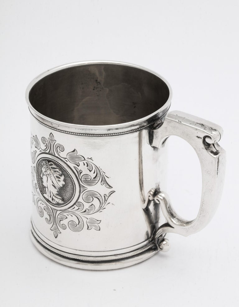 Neoclassical American Coin Silver '.900' Medallion Mug/Cup For Sale 3