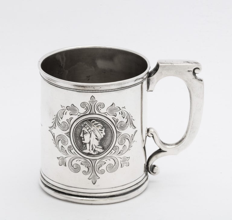 Neoclassical American Coin Silver '.900' Medallion Mug/Cup For Sale 4