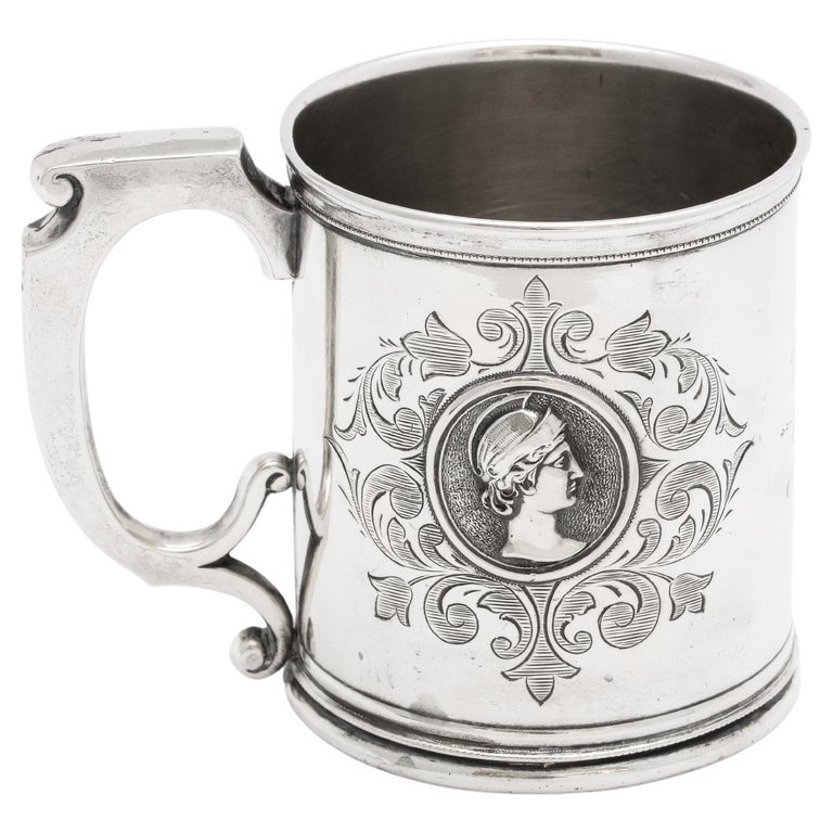 Neoclassical American Coin Silver '.900' Medallion Mug/Cup For Sale