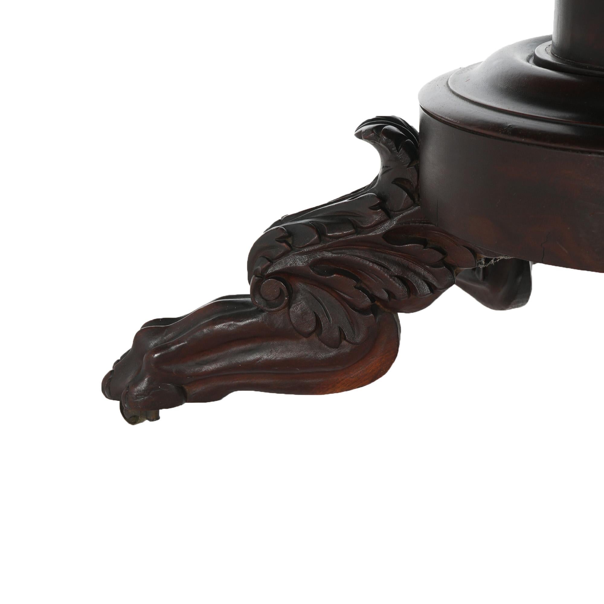 Neoclassical American Empire Flame Mahogany Game Table with Paw Feet c1840 For Sale 6