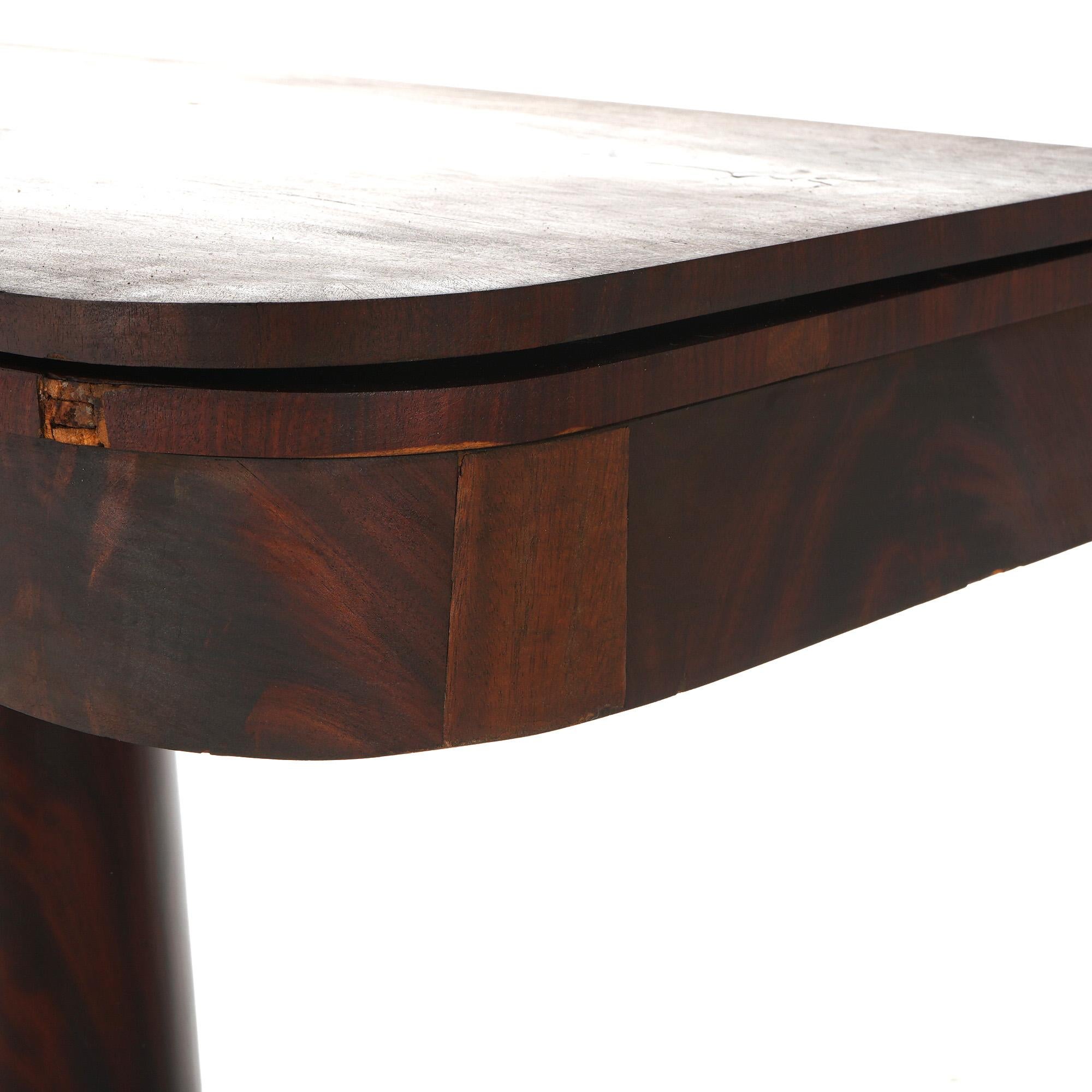 Neoclassical American Empire Flame Mahogany Game Table with Paw Feet c1840 For Sale 9