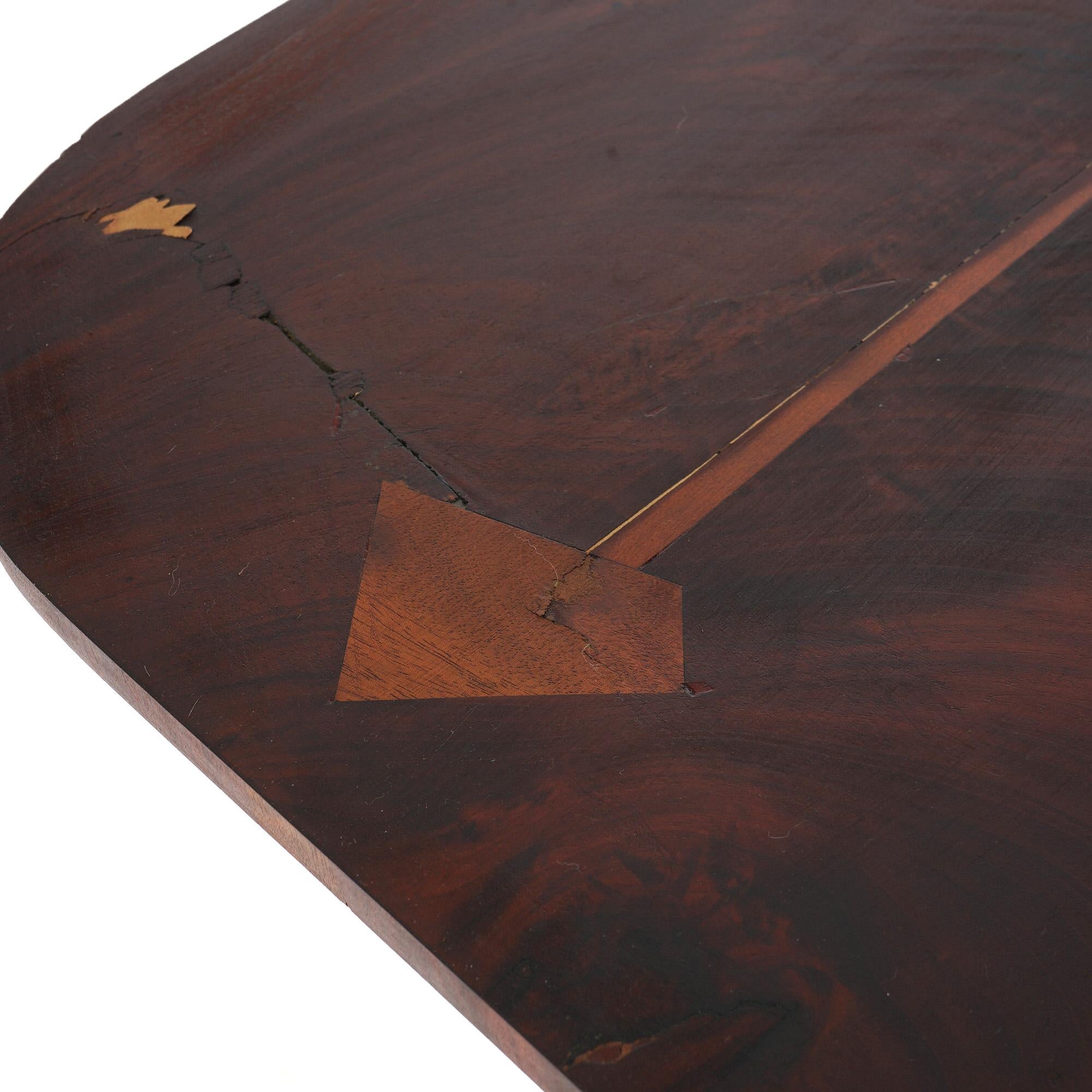 Neoclassical American Empire Flame Mahogany Game Table with Paw Feet c1840 For Sale 13