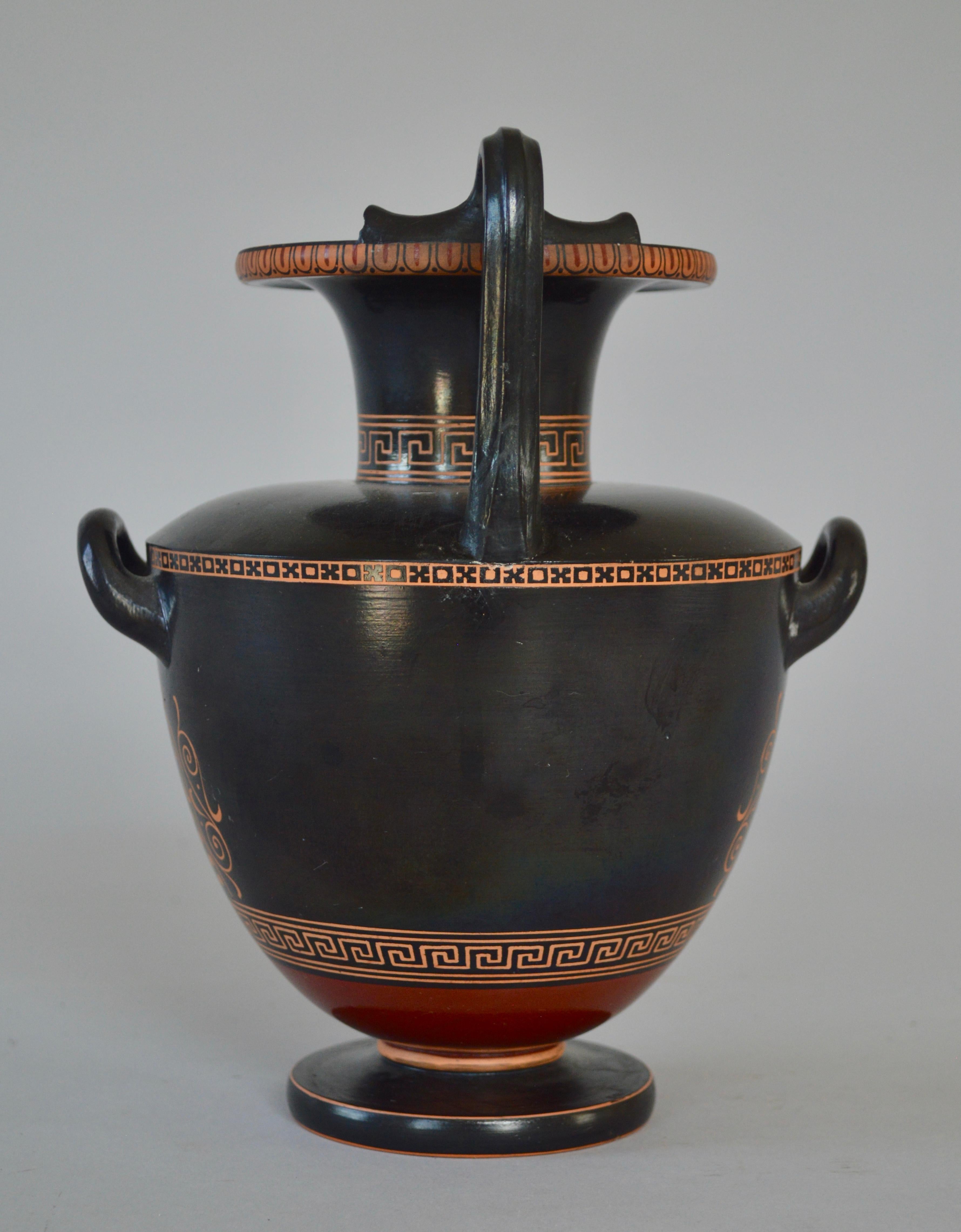 Danish Neoclassical Amphora Vase in Black Painted Terracotta